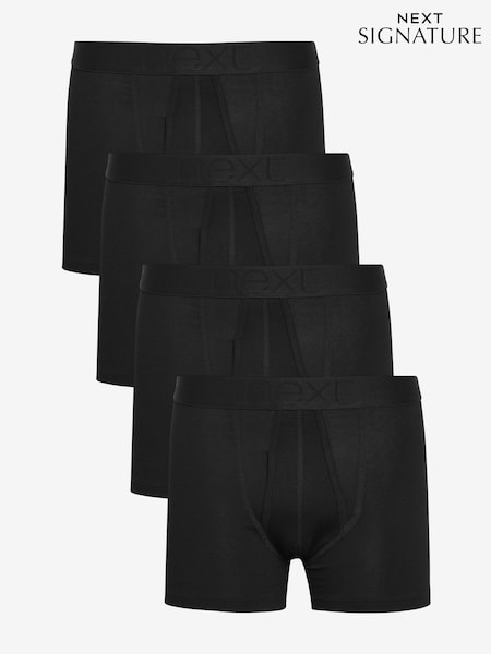Plain Black 4 pack Signature A-Fronts Boxers (514908) | £24