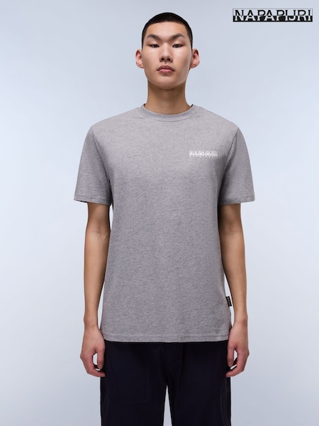 Napapijri Grey Dati Short Sleeve 100% Cotton T-Shirt (AA1781) | £30