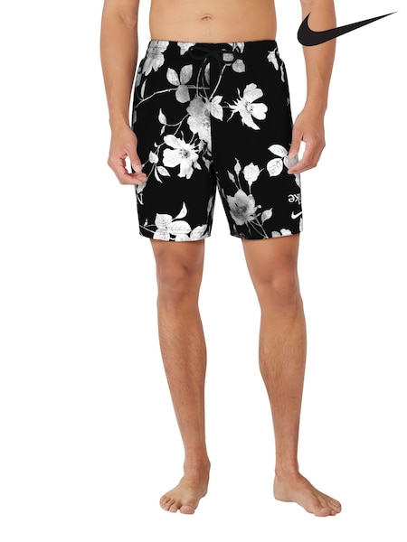 Nike Black Floral Print 7 Inch Swim Shorts (AA6434) | £46