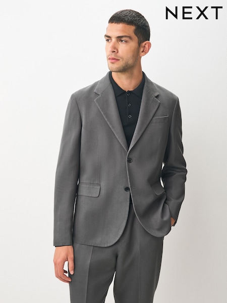 Grey Relaxed Fit Lyocell Suit Jacket (AA6538) | £89