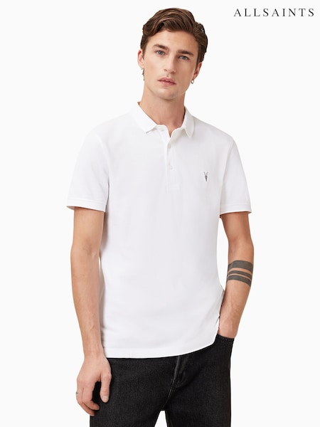 AllSaints White Reform Shortsleeve Polo Shirt (AF5840) | £69