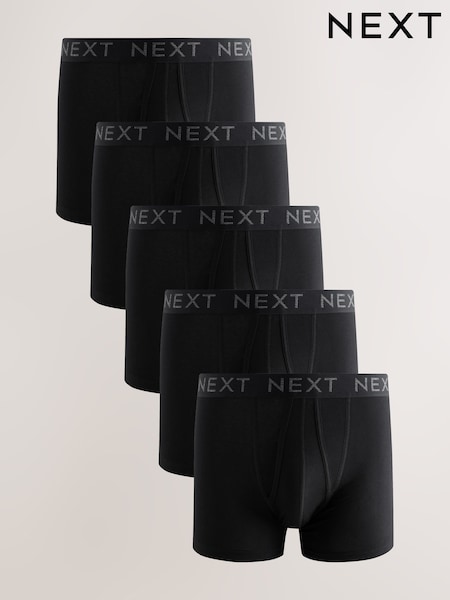 Black 5 Pack A-Front Cotton Rich Boxers (AG4664) | £27