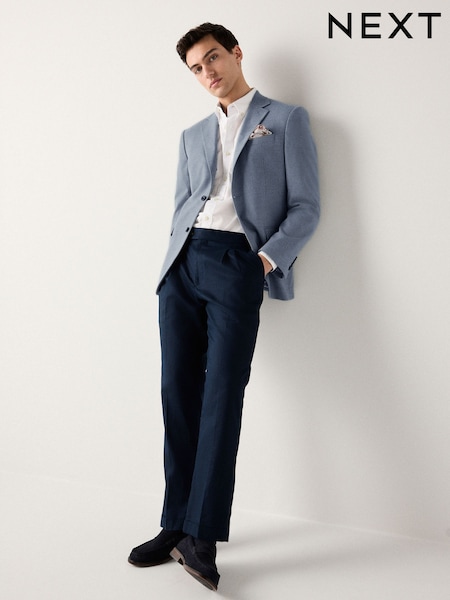 Blue Slim Fit Soft Touch Jersey Blazer With Stretch (AG7287) | £79