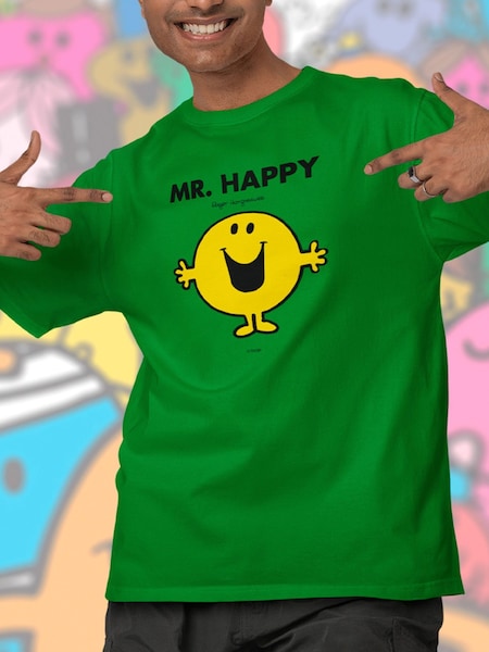Star Editions Mr. Men Little Miss Mr. Happy Green 100% Cotton T-Shirt (AL3970) | £20