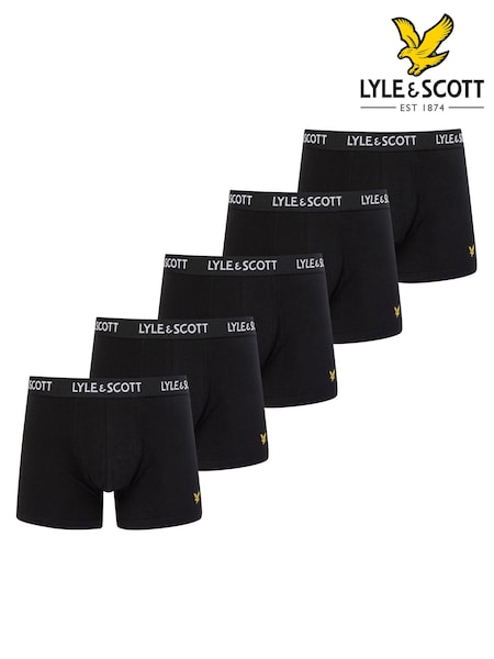 Lyle & Scott Black Miller Underwear Black Trunks 5 Pack (C05264) | £46