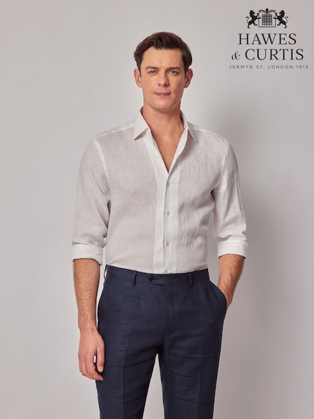 Hawes & Curtis 100% Linen Slim White Shirt (H17634) | £75