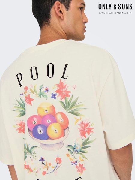 Only & Sons White Back Print 100% Cotton T-Shirt (H24303) | £18
