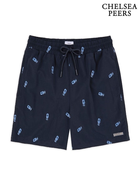 Chelsea Peers Blue Embroidered Swim Shorts (H42904) | £45