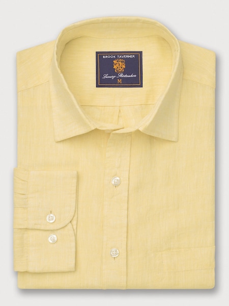 Brook Taverner Yellow Pure 100% Linen Shirt (W48180) | £60