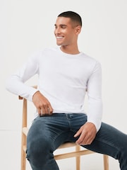 White/ Black/ Grey/ Navy Blue Long Sleeve 100% Cotton Layering T-Shirts 5 Pack - Image 2 of 7