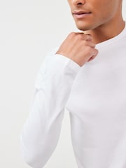 White/ Black/ Grey/ Navy Blue Long Sleeve 100% Cotton Layering T-Shirts 5 Pack - Image 7 of 7