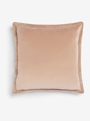 French Connection Toasted Almond 100% Cotton Washed Velvet Cushion - Image 2 of 4
