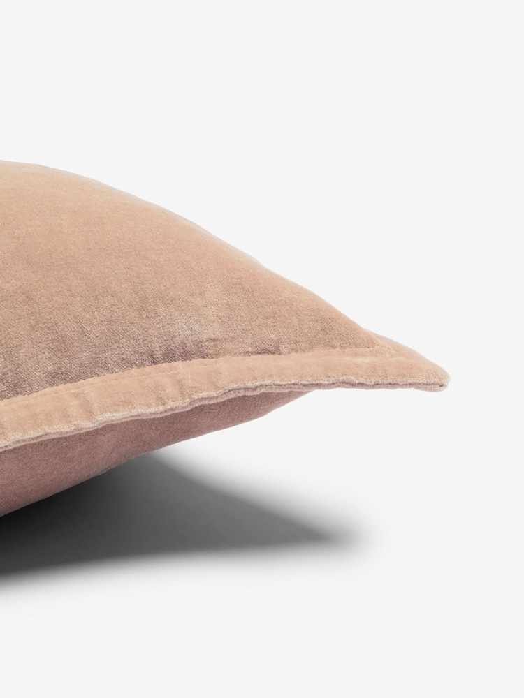 French Connection Toasted Almond 100% Cotton Washed Velvet Cushion - Image 4 of 4