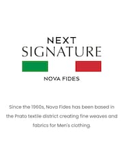 Navy Blue Slim Fit Nova Fides Signature Herringbone Wool Blazer - Image 8 of 8