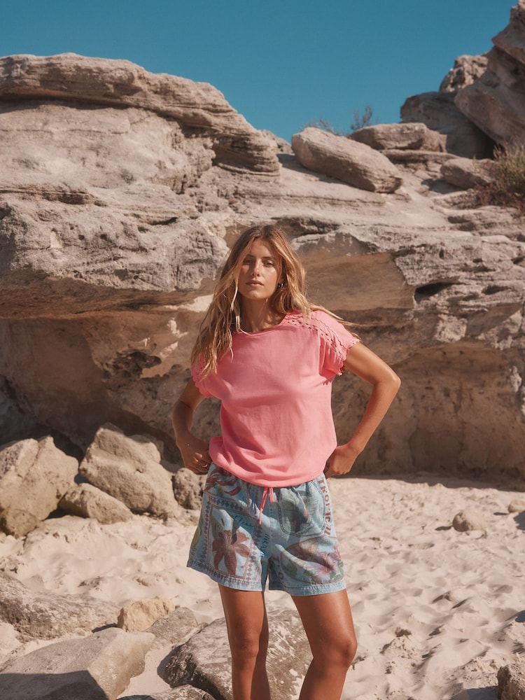 Bright Pink Short Sleeve Bubblehem T-Shirt - Image 2 of 8